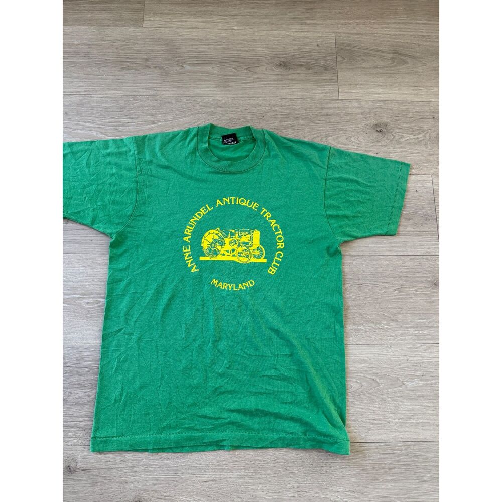 Vintage Anne Arundel Antique Tractor Club Maryland Green Tee L